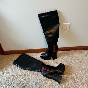 Black, knee high, platform boots, Dolls Kill, Dolls Kill boots, size 6